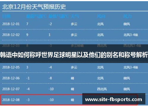 韩语中如何称呼世界足球明星以及他们的别名和称号解析